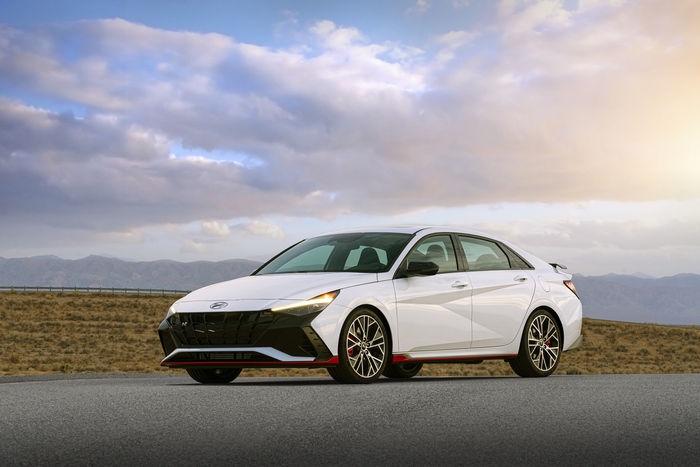 2022 White Hyundai Elantra N Sport Car on Road