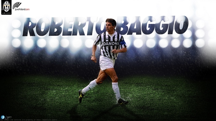 Roberto Baggio Juventus F.C. legend on illuminated pitch