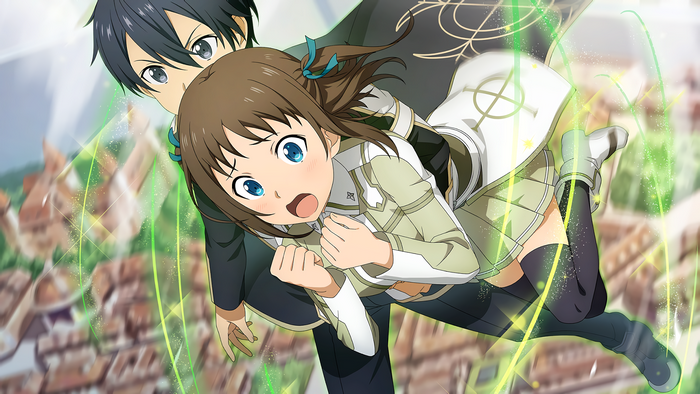 Kirito and Ronye Arabel's magical flight in Sword Art Online