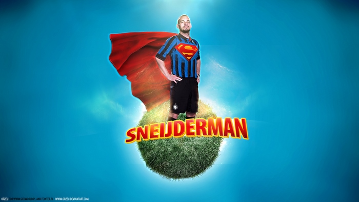 Wesley Sneijder as Sneijderman, Inter Milan soccer hero