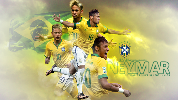 Neymar in Brazil National Team Jersey Action