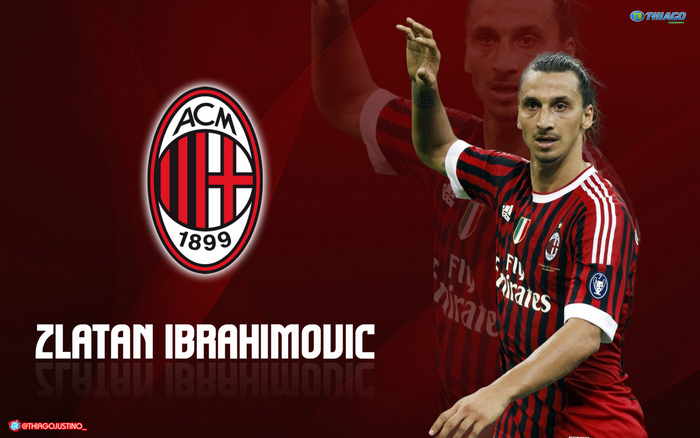 Zlatan Ibrahimovic in A.C. Milan Jersey