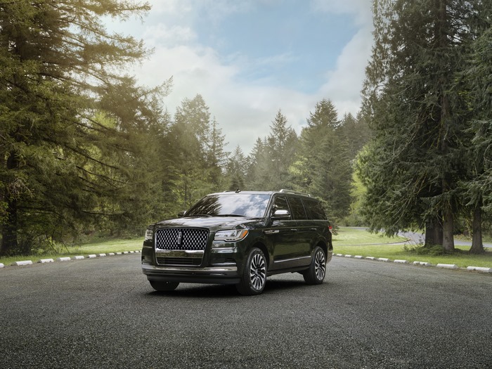 Luxury 2022 Lincoln Navigator Black Label SUV outdoors