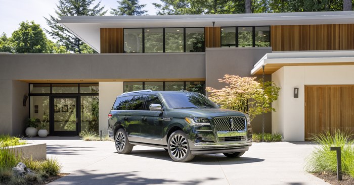 2022 Lincoln Navigator Black Label SUV at modern house