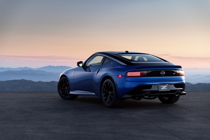 2023 Blue Nissan Z Performance Sport Car at Dusk