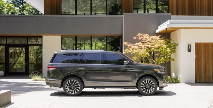 2022 Lincoln Navigator Black Label SUV at a modern home