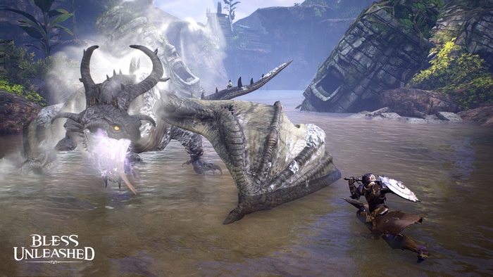Bless Unleashed: Epic monster fight in flooded ruins