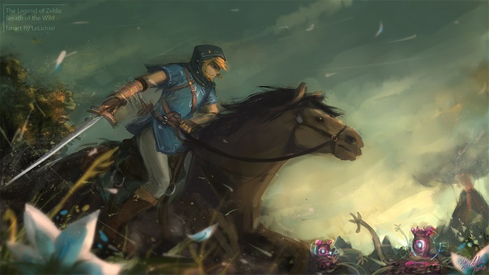 Link on Horseback with Sword in Breath of the Wild