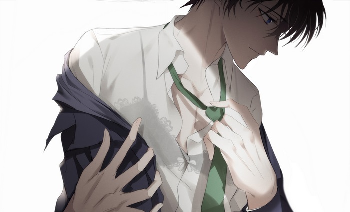 Shinichi Kudo's intimate moment with lace detail
