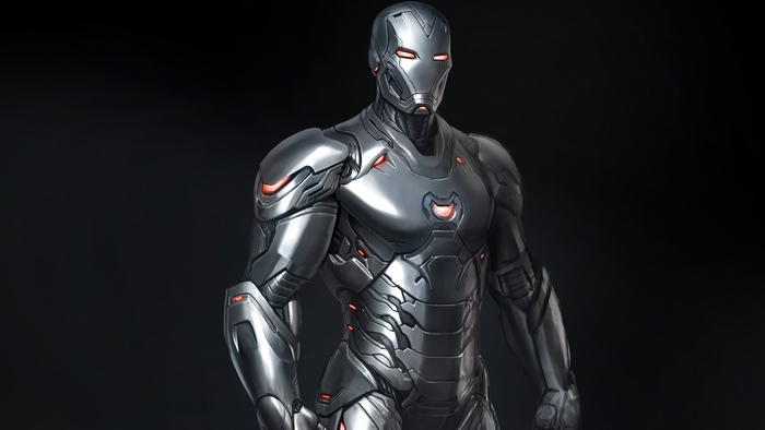 Sleek Silver Iron Man Suit Marvel Comics
