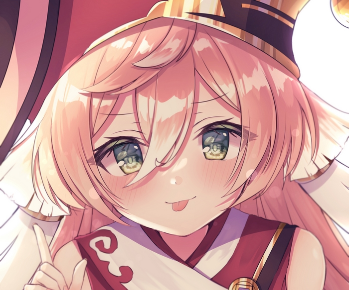 Yanfei (Genshin Impact) sticking tongue out
