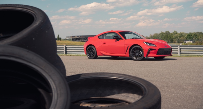 Red Toyota GR 86 Sport Car on Track