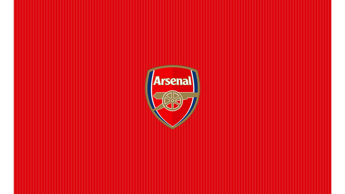 Arsenal F.C. Logo on Red Striped Background