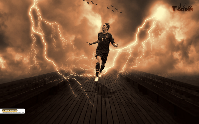 Fernando Torres electrifying celebration in a lightning storm