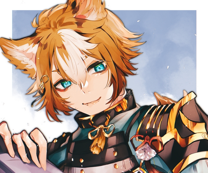 Gorou (Genshin Impact) with a playful smirk