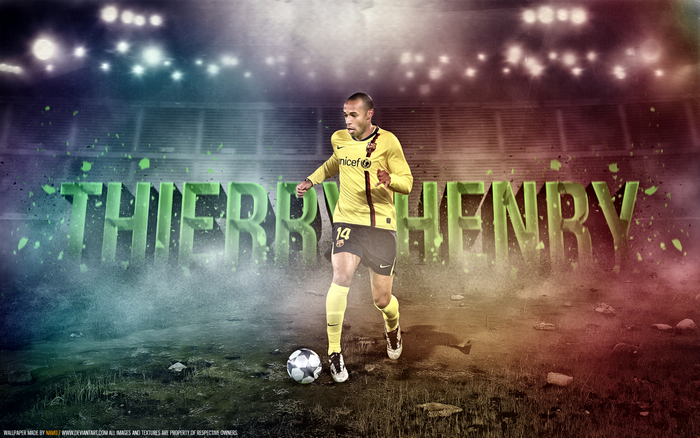 Thierry Henry playing for FC Barcelona in stadium
