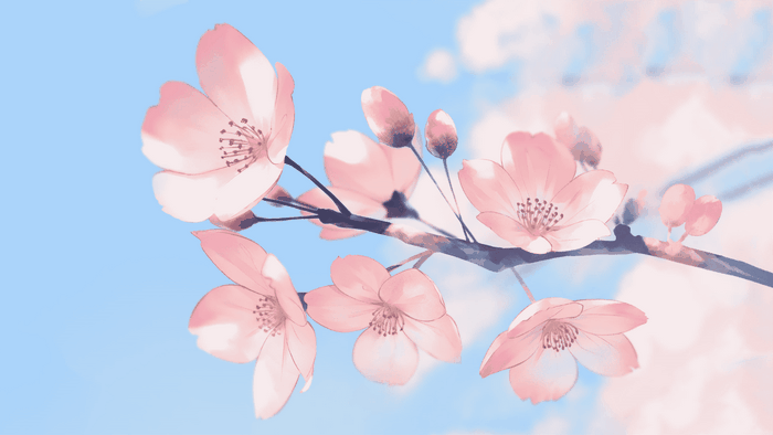 Delicate Sakura Blossoms on Branch