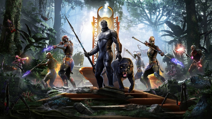 Black Panther and Wakandan Warriors in Jungle Battle