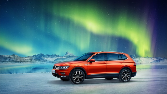 Volkswagen Tiguan L SUV under Northern Lights
