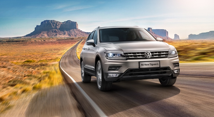 All New Volkswagen Tiguan L SUV on desert road