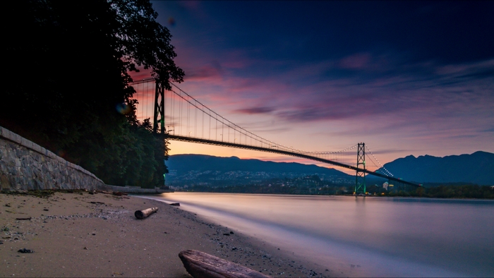 Long Exposure Bridge and Sunset Beach
