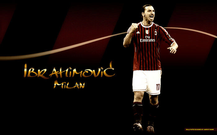 Zlatan Ibrahimovic celebrating for A.C. Milan
