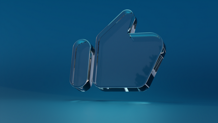 Floating Glass Like Symbol on Blue