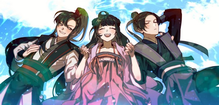 Mo Dao Zu Shi: Wei Wuxian, Jiang Yanli, Jiang Cheng smiling
