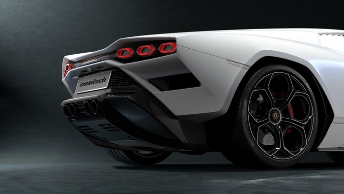 White Lamborghini Countach LPI 800-4 rear view 4K
