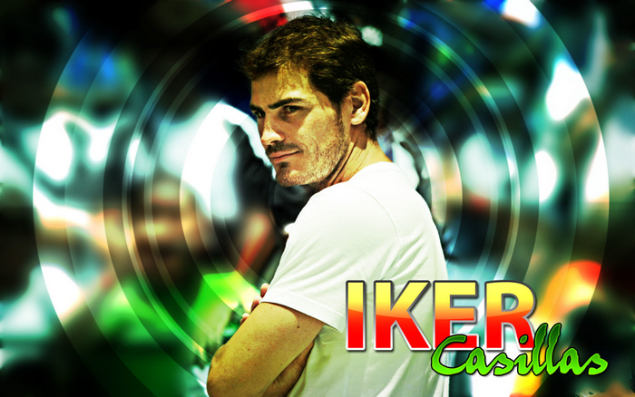 Iker Casillas looking back with stylized background