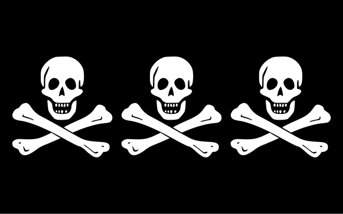 Minimalist Black and White Triple Jolly Roger