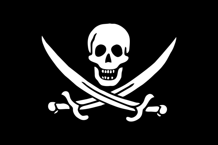 Jolly Roger Skull and Crossed Swords Black Flag