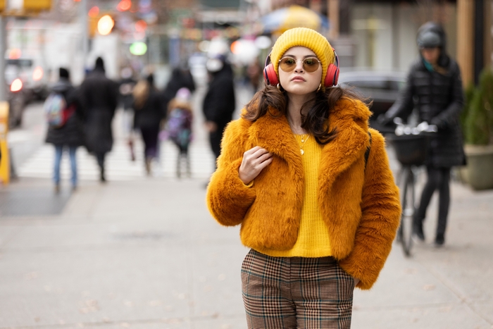 Selena Gomez in Only Murders In The Building vibrant street style
