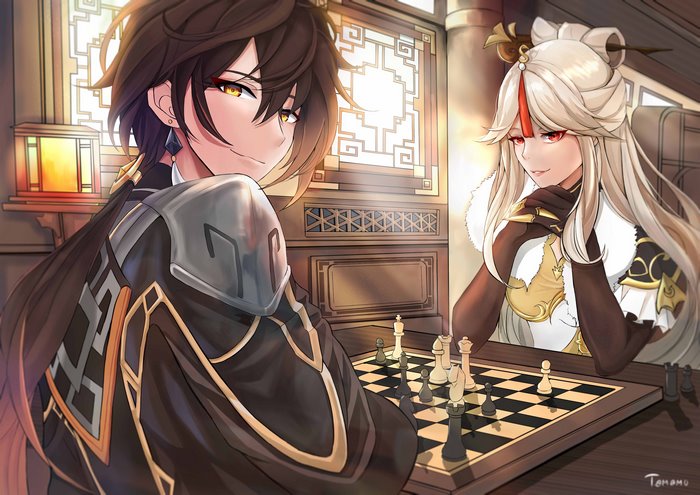 Genshin Impact: Zhongli and Ningguang's chess match