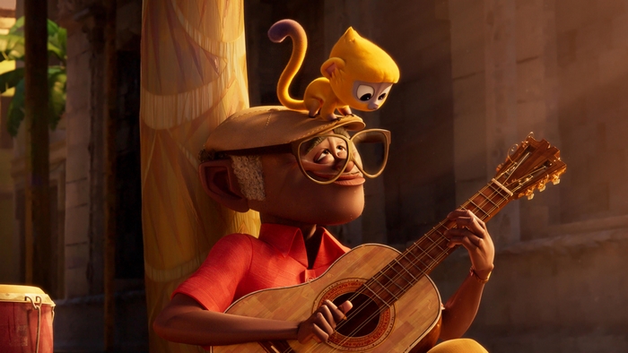 Andrés Hernández playing guitar with Vivo
