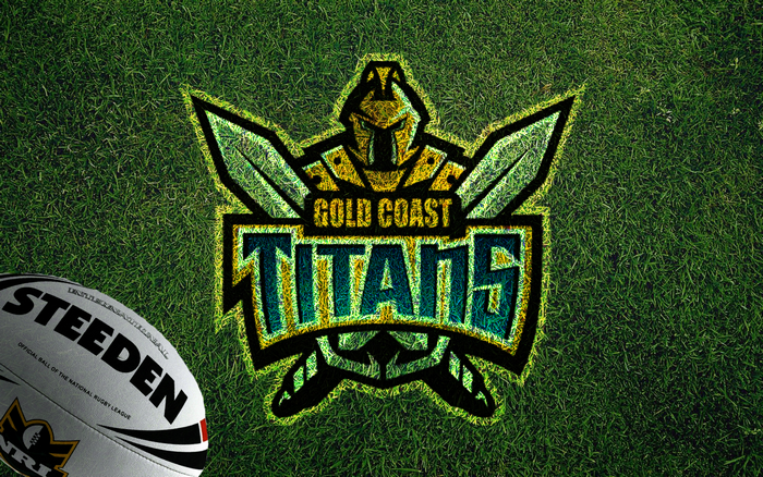 Gold Coast Titans NRL Logo with Rugby Ball