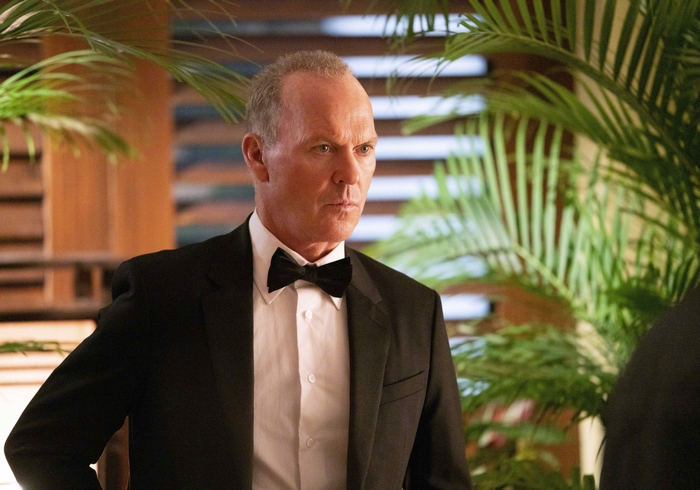 Michael Keaton in a tuxedo from The Protégé