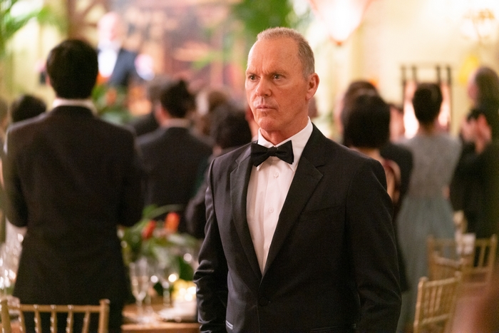 Michael Keaton in a tuxedo from The Protégé