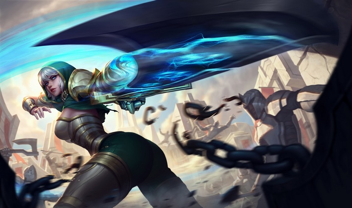 Riven unleashing her Rune Blade in battle