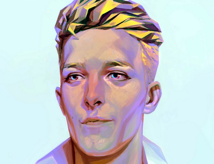 Artistic Vibrant Portrait with Stylized Hair