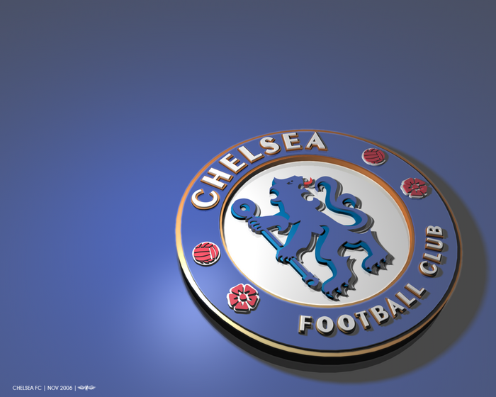 Chelsea F.C. 3D Logo on Blue Background