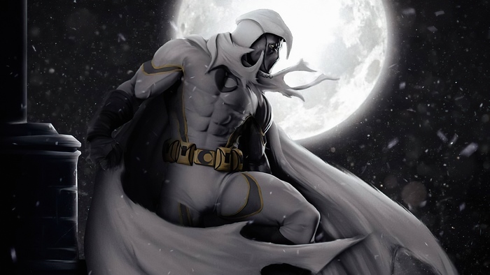Moon Knight Marvel Comics under a full moon