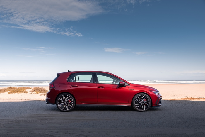 Red Volkswagen Golf GTI at the beach 4K