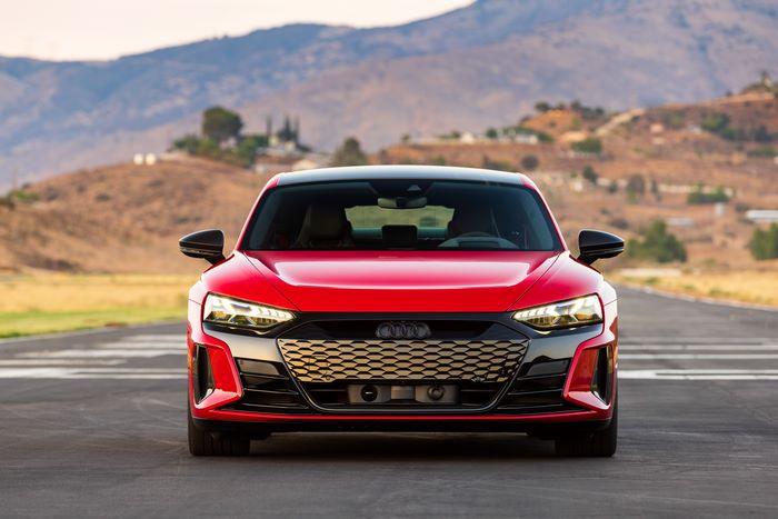 Red Audi RS e-tron GT Electric Sport Car Front View