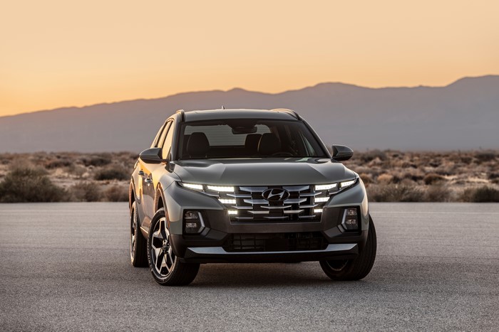Hyundai Santa Cruz pickup truck desert sunset