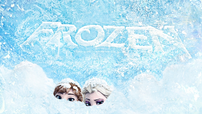 Anna and Elsa stuck in eye deep snow in a in arendelle