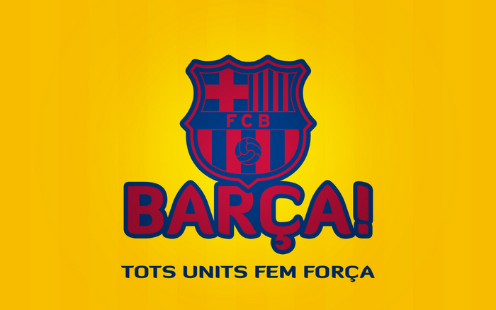FC Barcelona BARÇA! logo and motto on yellow