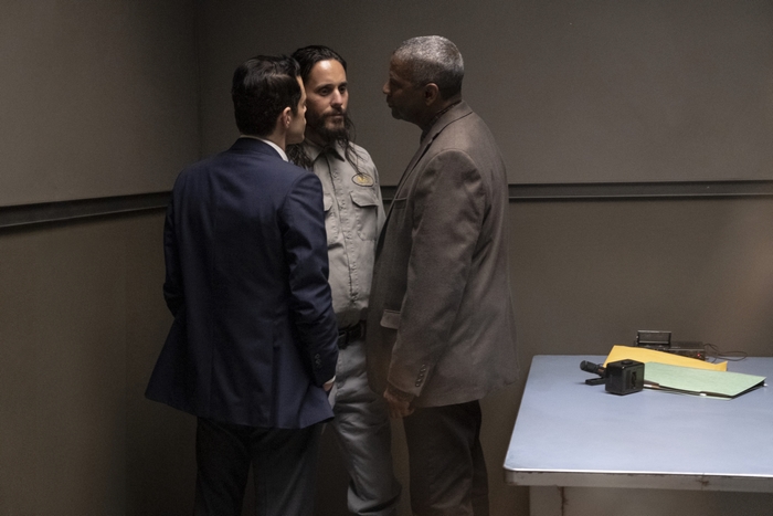 Denzel Washington, Jared Leto, Rami Malek in The Little Things