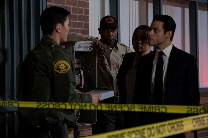 The Little Things: Denzel Washington and Rami Malek at crime scene