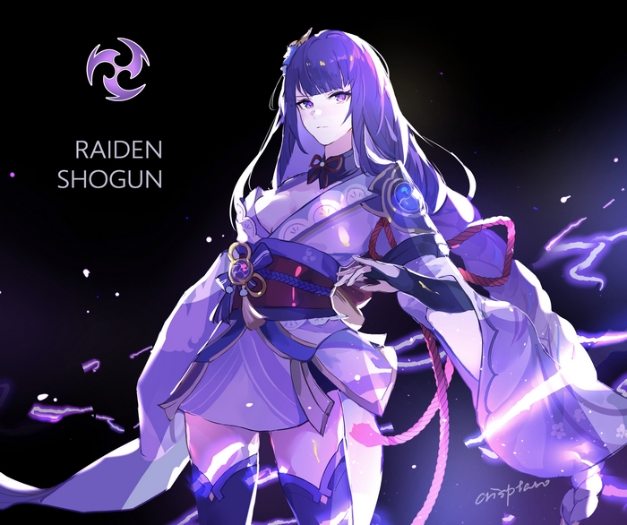 Raiden Shogun with Electro Symbol and Purple Lightning